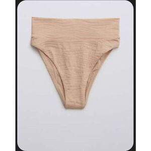 Aerie Offline American Eagle Beige High Cut Cheeky Bikini Bottom Size XL New
